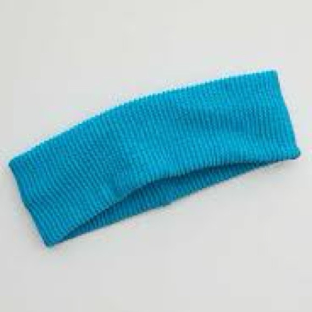 Aerie Shimmery Crinkle Holiday Christmas Ice Winter Headband in Turquoise - Picture 6 of 8